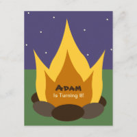 Camping Birthday Invitation - Camp Fire