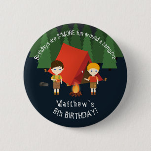 Camping Birthday Party 6 Cm Round Badge