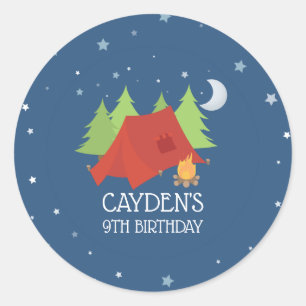 Camping Birthday party favour stickers