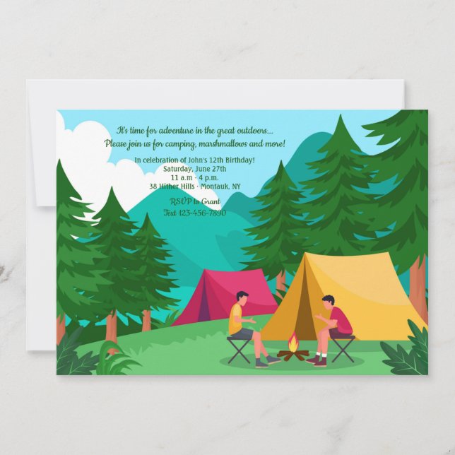 Camping Birthday Party Invitation (Front)
