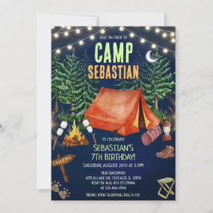 Camping Birthday Party  Invitation