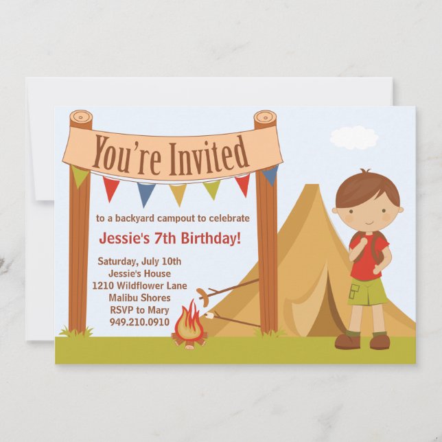 Camping Birthday Party Invitation (Front)