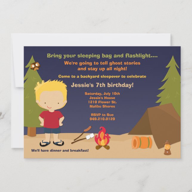 Camping Birthday Party Invitation (Front)