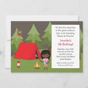 Camping Birthday Party Invitation for Girl