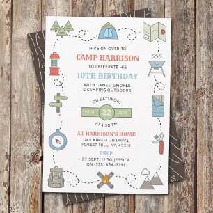 Camping Birthday Party Invitations