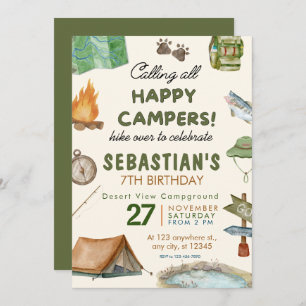 Camping Birthday Party modern kids Invitation