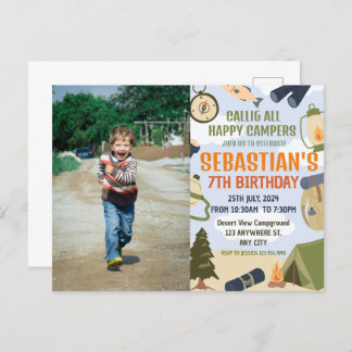 Camping Birthday Party modern kids Postcard
