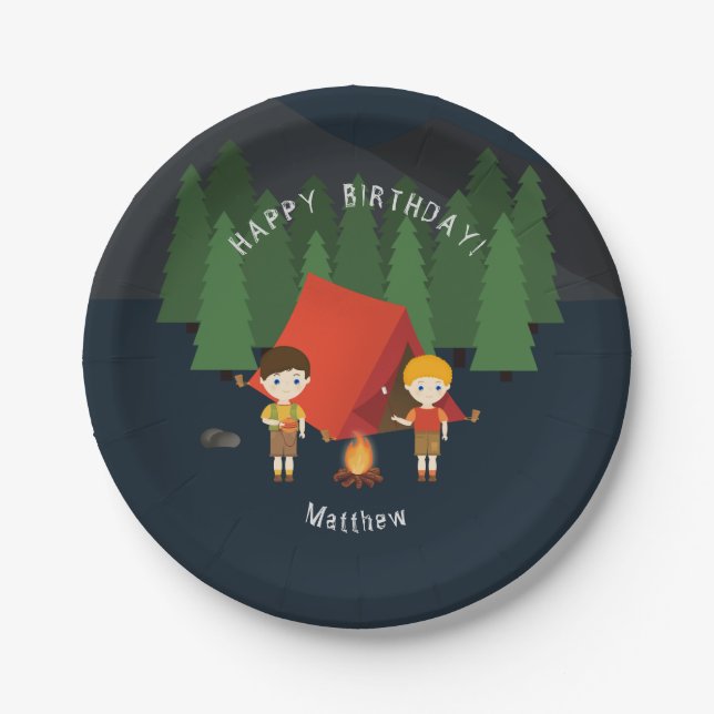 Camping Birthday Party Paper Plate (Front)