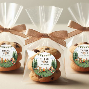 Camping Birthday Party Thank You Classic Round Sticker