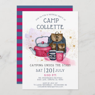 Camping Birthday Party Under The Stars Invitation