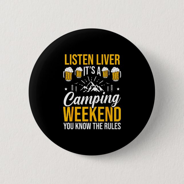 Camping bonfire camp life forest camper  6 cm round badge (Front)