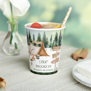 Camping Bonfire Campfire S'mores Birthday Outdoor Paper Cups