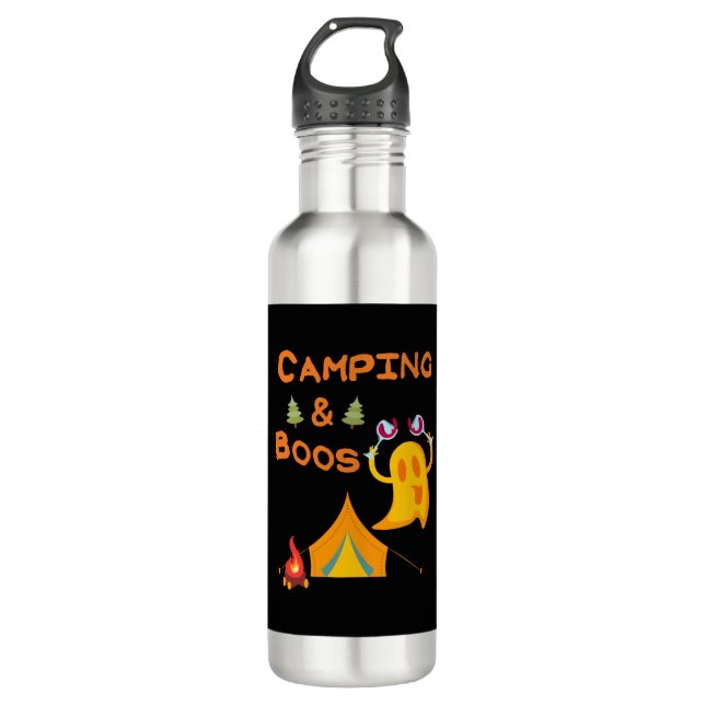 Camping & Boos Ghosts Wine Camping Halloween 710 Ml Water Bottle (Front)