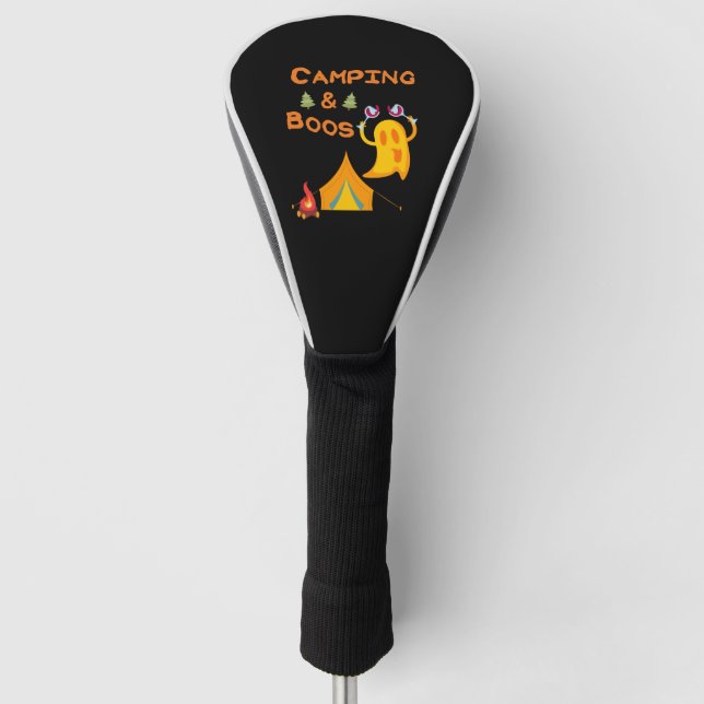 Camping & Boos Ghosts Wine Camping Halloween Golf Head Cover (Front)