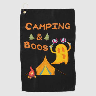 Camping & Boos Ghosts Wine Camping Halloween Golf Towel