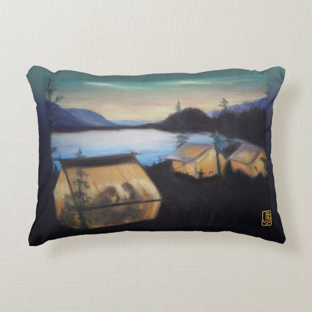 Camping by the Lake 12"x16" Decorative Cushion (Front)
