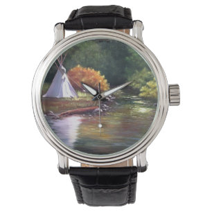 Camping by the River Wrist Watch