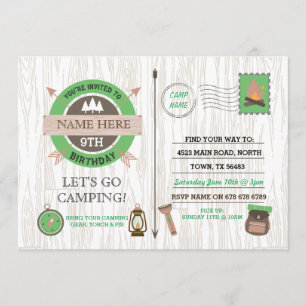 CAMPING Camp Out BIRTHDAY PARTY boys girls invite
