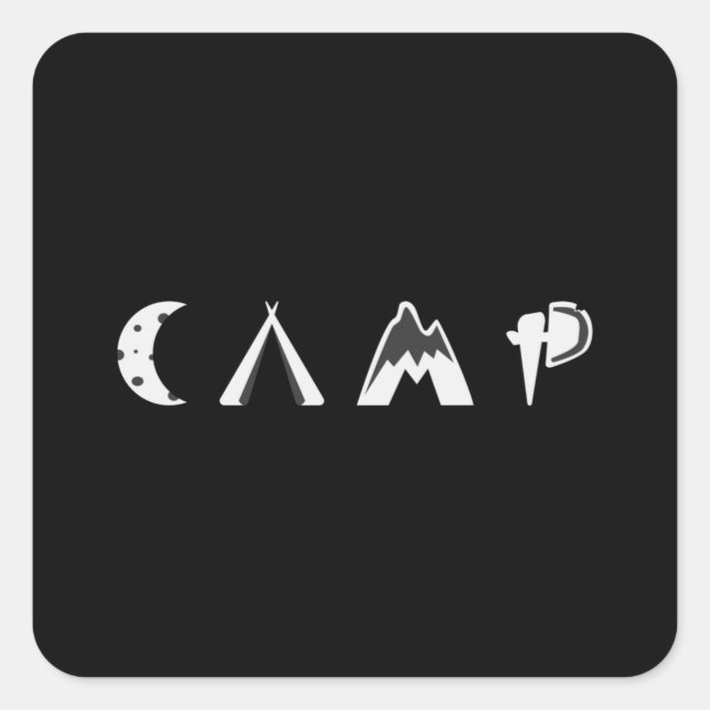 Camping Camper Camp Campfire Funny Gift Idea Square Sticker (Front)