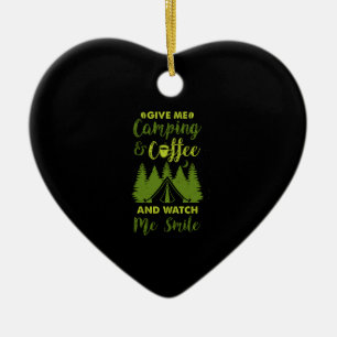Camping Camper Coffee Gift Ceramic Tree Decoration