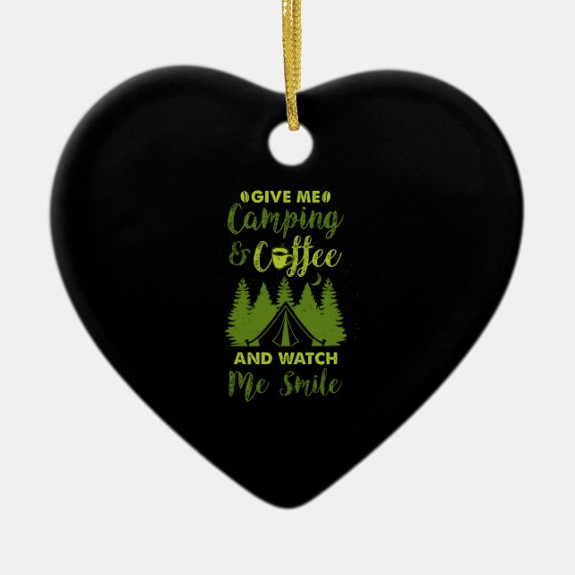 Camping Camper Coffee Gift Ceramic Tree Decoration (Front)