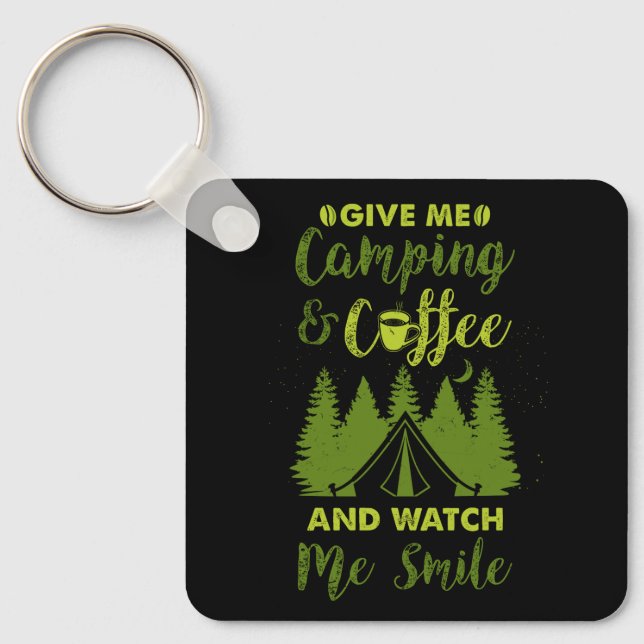 Camping Camper Coffee Gift Key Ring (Front)