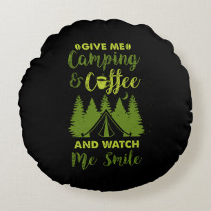 Camping Camper Coffee Gift Round Cushion