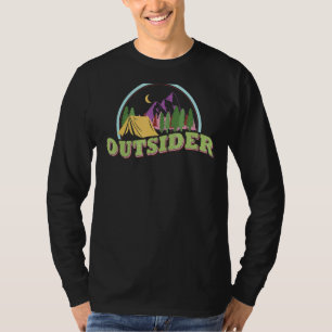 Camping Camper Mountains Hiking Trees Nature Outdo T-Shirt
