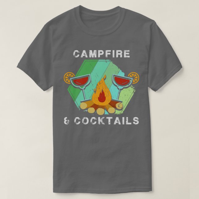 Camping Campfire and Cocktails T-Shirt (Design Front)