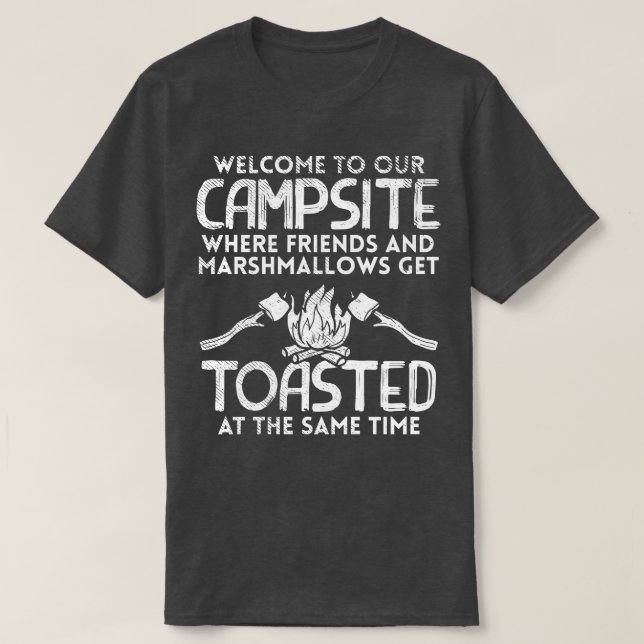 Camping Campfire and Marshmallows T-Shirt (Design Front)