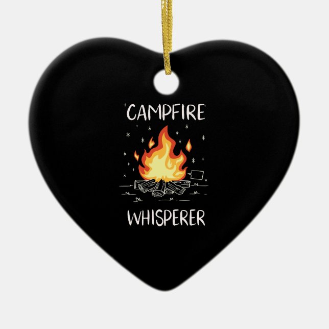 Camping Campfire Ceramic Tree Decoration (Front)