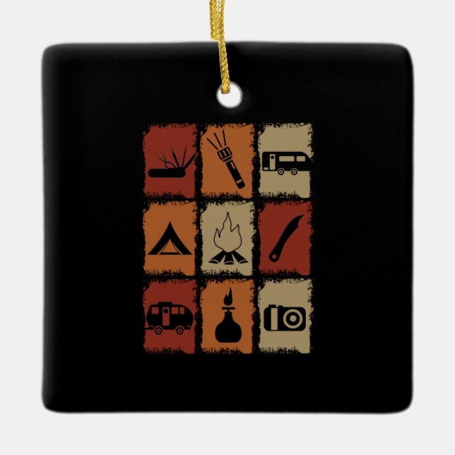 Camping - Camping Stuff Retro Ceramic Ornament (Front)