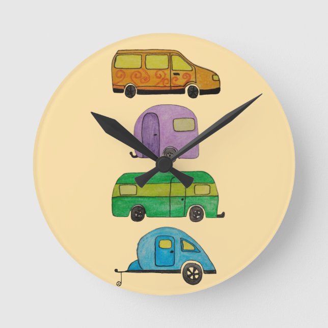 Camping caravans round clock (Front)
