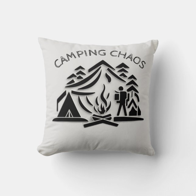 Camping Chaos Icon Logo Personalise Cushion (Front)