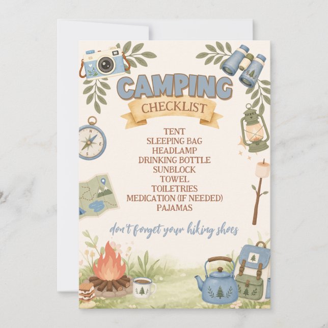 Camping Checklist  Invitation (Front)