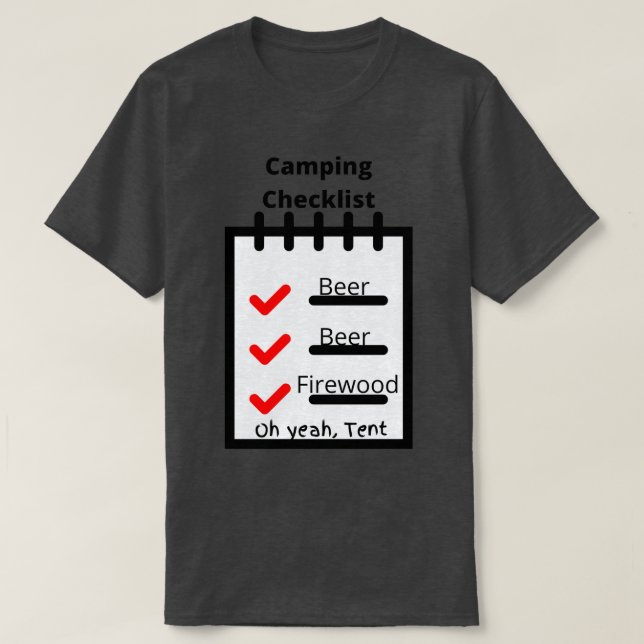 Camping Checklist T-Shirt (Design Front)