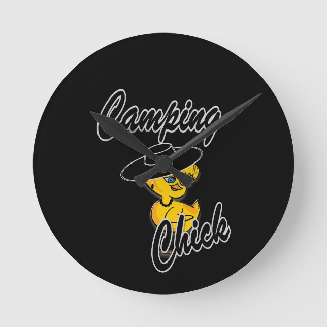 Camping Chick #4 Round Clock (Front)