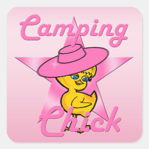 Camping Chick #8 Square Sticker