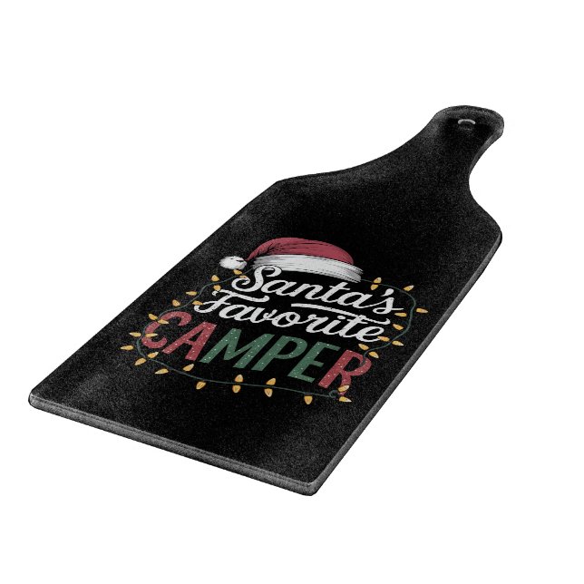 Camping Christmas Santa's Favourite Camper Gift Cutting Board (Corner)