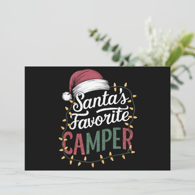Camping Christmas Santa's Favourite Camper Gift Holiday Card (Standing Front)
