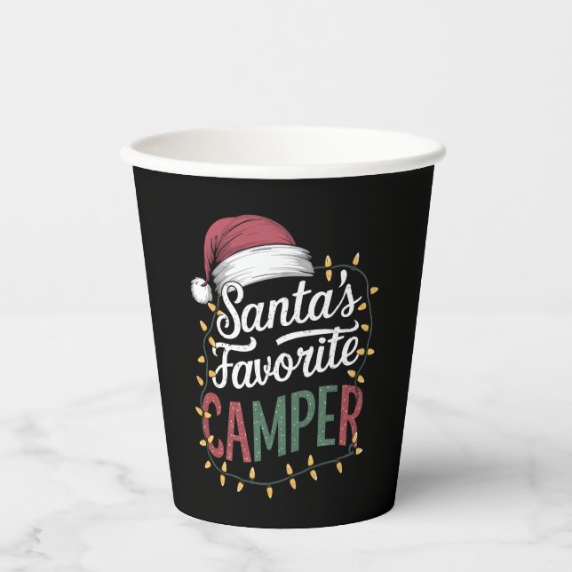 Camping Christmas Santa's Favourite Camper Gift Paper Cups (Front)