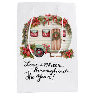 Camping Christmas Themed Camper  Medium Gift Bag