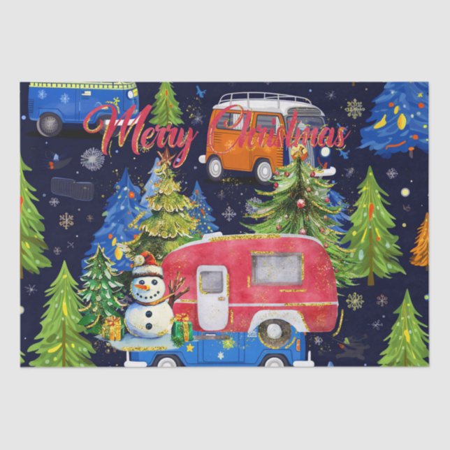 Camping Christmas Themed Camper  Tissue Paper (Front)