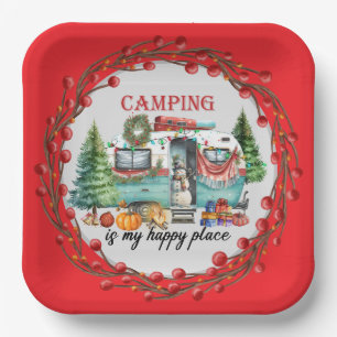 Camping Christmas Themed Paper Plate