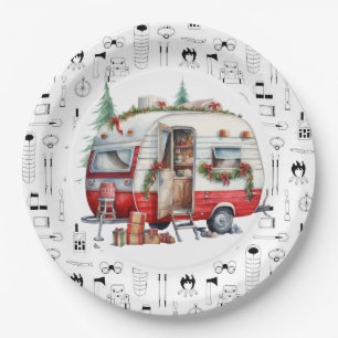 Camping Christmas Themed Paper Plate