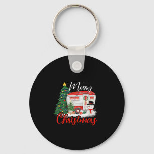Camping Christmas Tree Shirt Lights Gift Camping L Key Ring