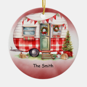 Camping Christmas Van for Camper Ceramic Tree Decoration