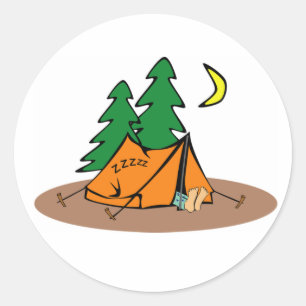 Camping Classic Round Sticker