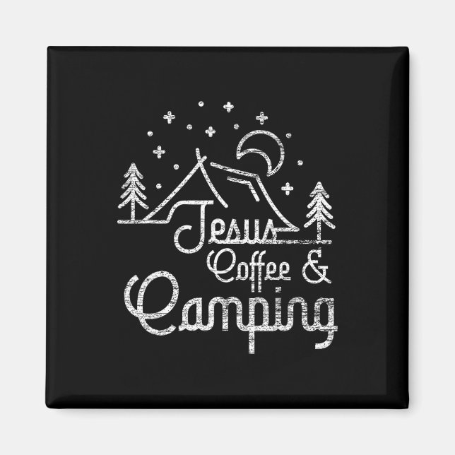 Camping Coffee Camper Camp Lover Christian Jesus  Magnet (Front)