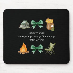 Camping coquette bow camping is therapy summer mouse pad